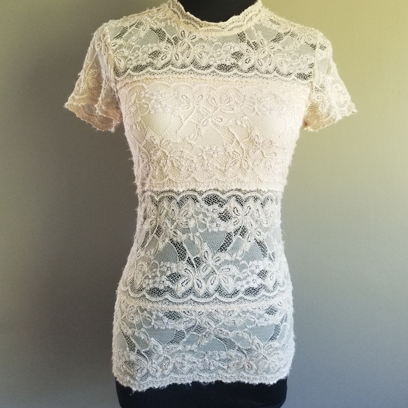 Bebe Nude Lace Top - Picture 4 of 9